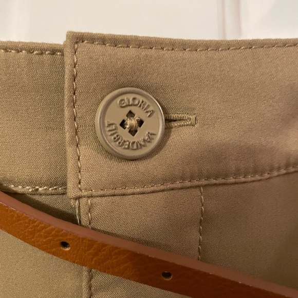 Gloria Vanderbilt Tan Khaki Capri Pants Sz 10 NWT Luxe Sateen Belt Crop Cotton - Picture 5 of 11